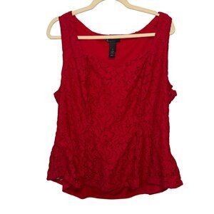 Lane Bryant Red Lace Sleeveless Tank Top Size 20 Polyester Blend Women Plus Size